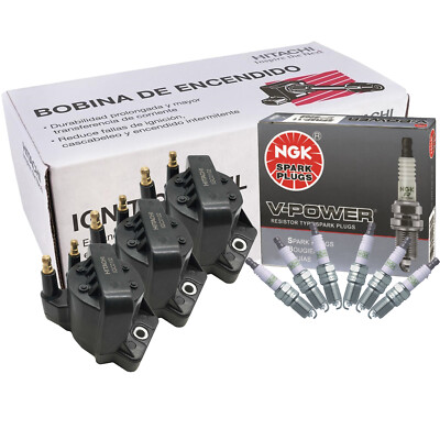 Chicchi　no3 Hitachi 3 Ignition Coils & NGK 6 G-Power Spark Plugs Kit For Chevy