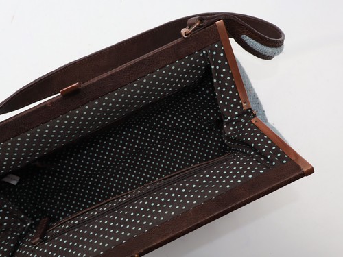 Radley Tweed Bag Shoulder Handbag Top Handle Blue Brown Medium - Picture 6 of 6