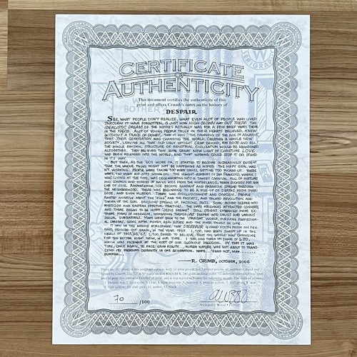 Signed Robert Crumb DEPTHS OF DESPAIR Why Bother? Wildwood Serigraph Print COA - Bild 11 von 15
