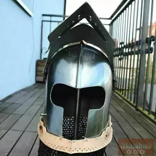 New Medieval Armor Barbuta Fighting Helmet Knight 18 Gauge Steel Christmas Gift - Picture 3 of 5
