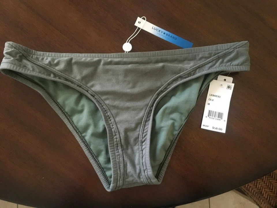 Pantalones de bikini hipster de gamuza con mí Lucky Brand para mujer verde medio  Foto 2 de 4