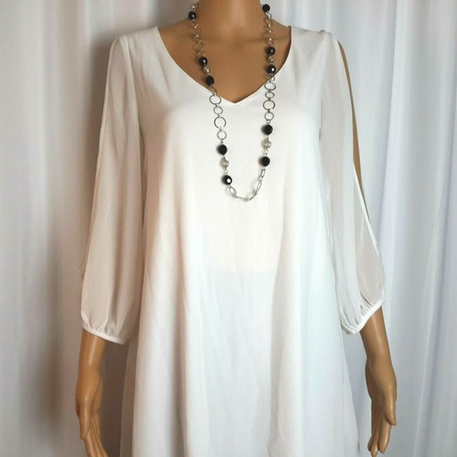 NWT/ Shy Velvet White Women's Blouse Cold Shoulder Plus Size S - R - Picture 5 of 6