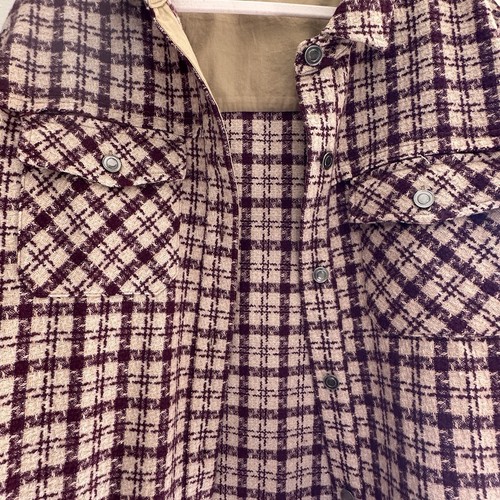 Kori Plus Women’s Shacket Sz 1x Houndstooth Wine & Tan w/ Pockets New - Picture 4 of 6