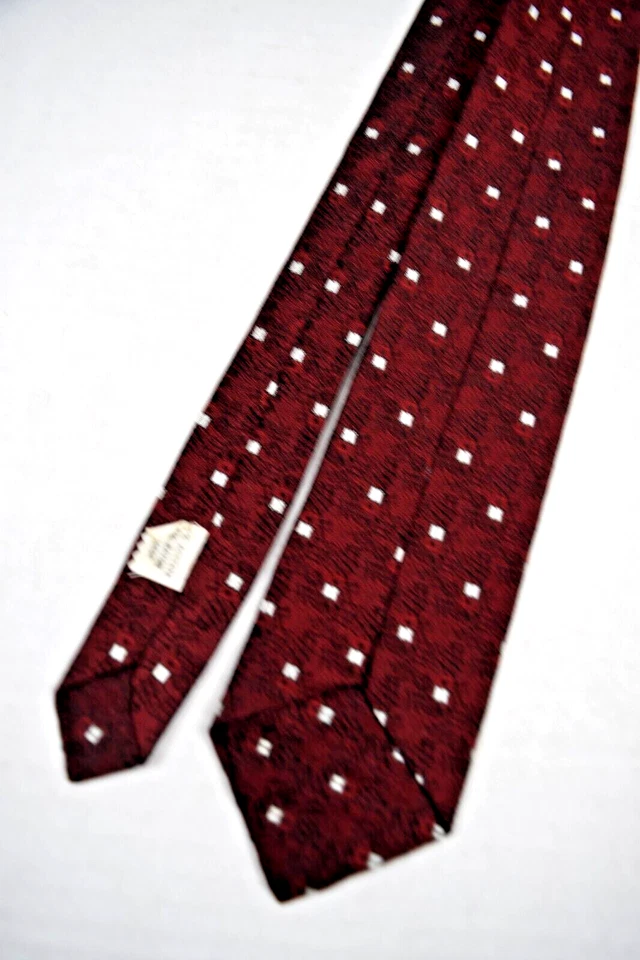 Corbata de Colección Cuadrados Medianoche Años 50 60 Rojo Carmín Acetato Rayón Corbata 52" x 2.5" Foto 4 de 4