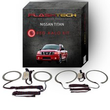 Red Angel Eye LED Headlight Halo Ring kit for 2004-2014 Nissan Titan Headlights