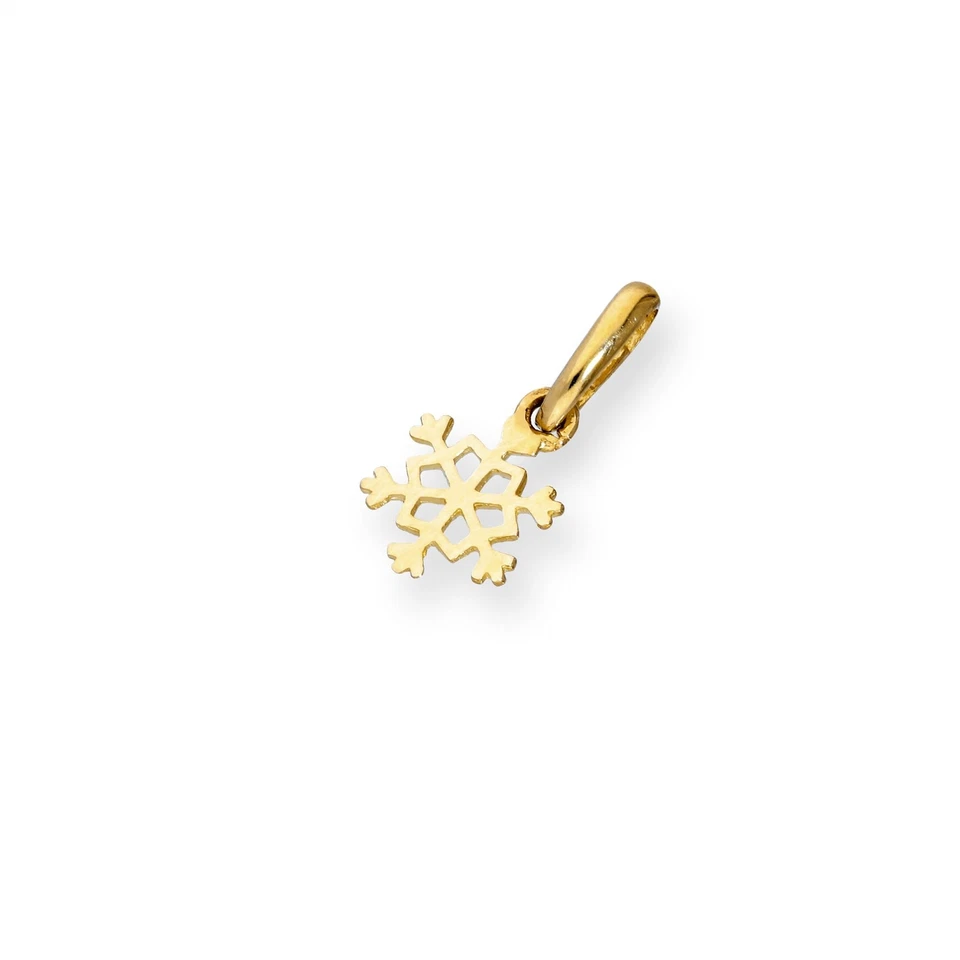 9 kt Gold Schneeflocke Charm Schnee Winter Dezember Charms