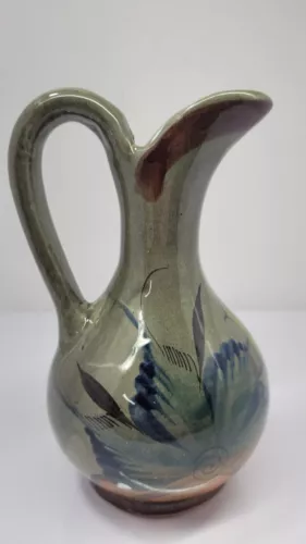 Vintage Tonola Style Mexican Water Pitcher Ceramic Multicolor