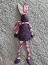 Doudou lapin violet prune rose rayé BOUT'CHOU BOUTCHOU - 33897