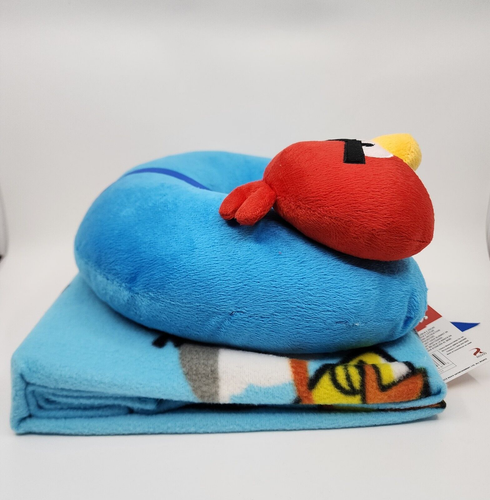 Angry Birds Neck Pillow and Throw Kids Travel Set 2 Piece Blue 11 in x 12 in - Picture 5 of 13