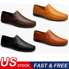 Men's Casual Slip on Shoes Comfort Leather Loafers Driving Walking Non Slip