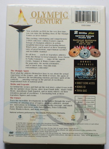Olympic Century Widescreen 2 DVD + Bonus CD, Modern History of Games, New Sealed - Picture 2 of 2
