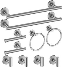 10 Pcs Bathroom Hardware Set Wall Mounted Bath Towel Bar Toilet Paper Holder