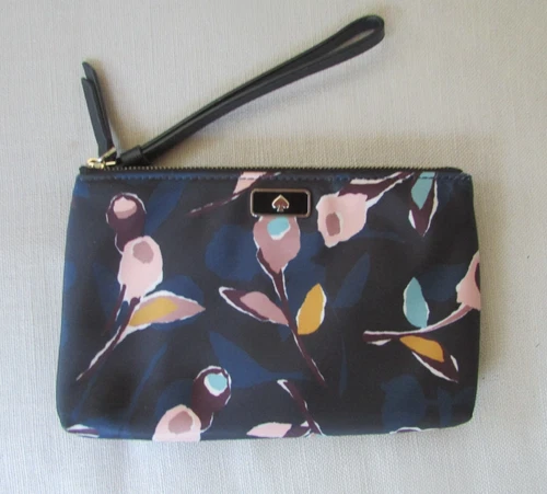 KATE SPADE DAWN PAPER  ROSE DOUBLE ZIPS WRISTLET W/CARD HOLDER SLOTS
