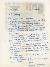 Walther Nehring- Signed Handwritten Letter (Panzer General/Knight's Cross)