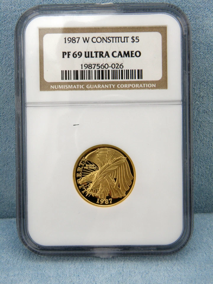 1987-W 1/4 oz Gold $5 US 200th anniv. Constitution Commemorative Coin-NGC PF69 - Image 2 of 4