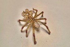 Handmade pink flower Bead  Wire SPIDER Halloween Christmas Decoration