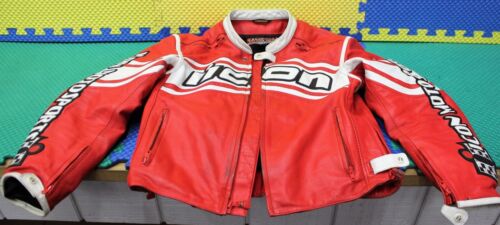 ICON Daytona Series Motosports Leather Motorcycle Jacket LARGE PREOWNED - Afbeelding 1 van 13