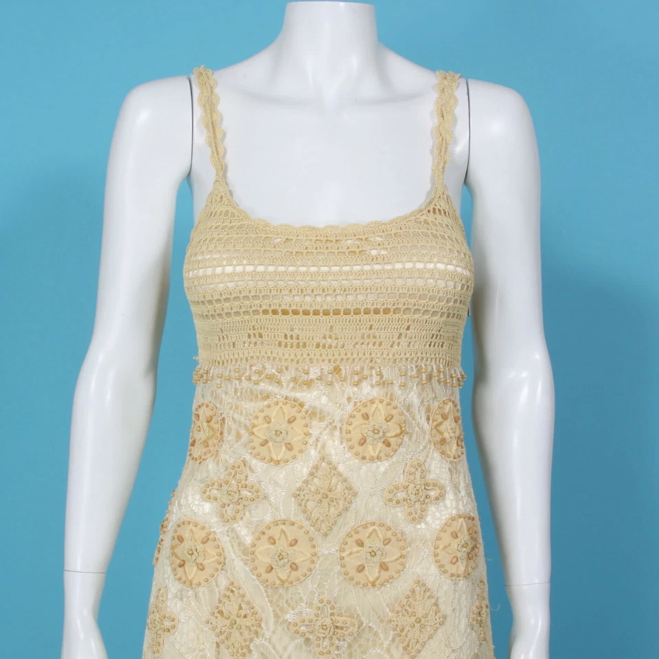 Sue Wong Silk Dress Vintage size 6 stunning Cream beaded lace Gatsby party - 730 - Image 2 of 4