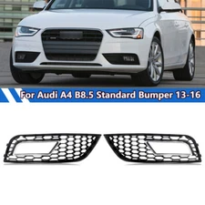 Pair Honeycomb Style Fog Light Cover For 2013-2016 Audi A4 B8.5 Standard Bumper