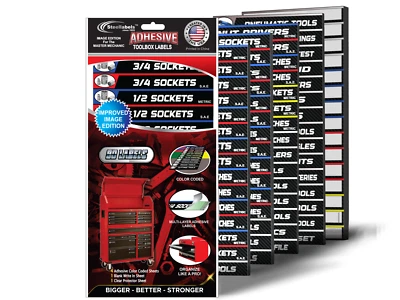 STEELLABELS Ultimate Adhesive Toolbox Label Set - 90 Labels - Organize Box Drawers & Tools