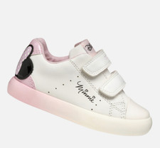 Sneakers a strappo Geox Gisli pelle bianca e rosa Disney Minnie Bambina