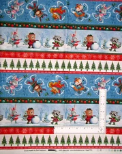 Christmas Snow Angels Fabric Winter Animals Stripe Cotton Studio E By The Yard