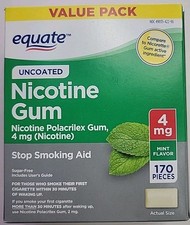 Equate Nicotine Gum Uncoated Mint Flavor 4mg 170CT Free Shipping Exp 03/26