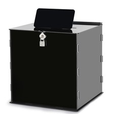 Black Acrylic Wedding Card Box with Lock for Reception, Bridal Shower,