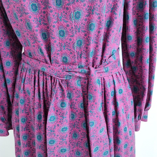 Vintage Laura Ashley Dress Pockets Button Pink Belted 100% Cotton Cottagecore 12 - Picture 3 of 12