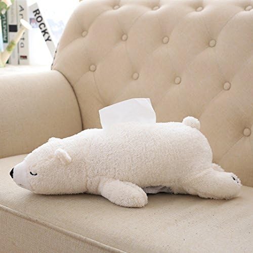 CHOOLD Super Soft Plush Polar Bear Tissue Box Cover Cute Paper Holder White - Picture 2 of 2