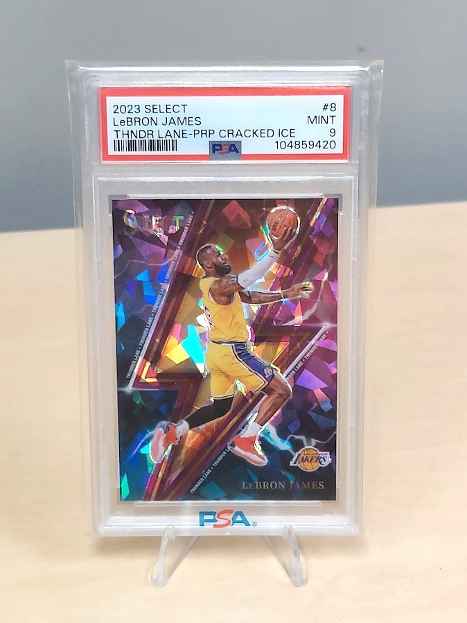 2023-24 Select LeBron James Thunder Lane Purple Cracked Ice #8 /75 PSA 9 GOAT