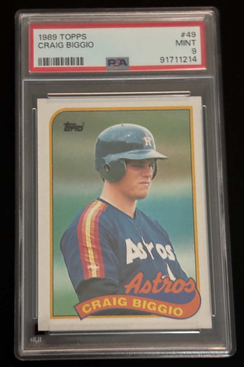 1989 TOPPS baseball #49 CRAIG BIGGIO Graded PSA 9 MINT ROOKIE RC Houston Astros