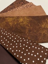 Shades of Brown Cotton Fabric Remnants Bundle 7 pieces 2 Yards