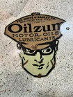 Vintage 1930s Original Oilzum Motor Oil Sign very Heavy Steel  24X24