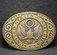 WJ05109 FANTASTIC VINTAGE 1970s  UNITED STATES OF AMERICA  BRASS BELT BUCKLE