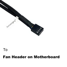 2-Pack 2 Way 4 Pin PWM Fan Splitter Cable 10.2 Inches Black Sleeved PC Case F...