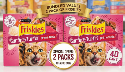 2 Pack Purina Friskies Gravy Wet Cat Food Variety Pack, Surfin  Turfin 