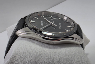 Rado Hyperchrome SWISS Quartz Black Dial Leather Strap Men's Watch