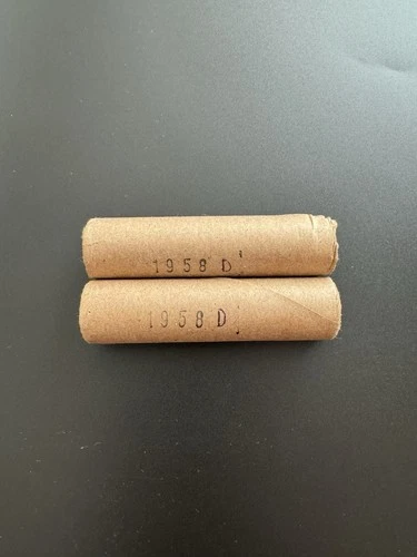 2 Roll Lot 1958 D BU Uncirculated Old Bank Wrap Lincoln Wheat Penny Cent 1C