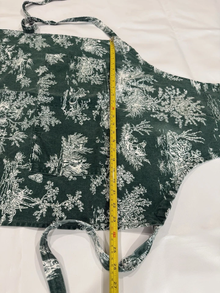 Delantal Williams Sonoma verde y marfil de colección diseño raro hecho en EE. UU. Foto 4 de 4