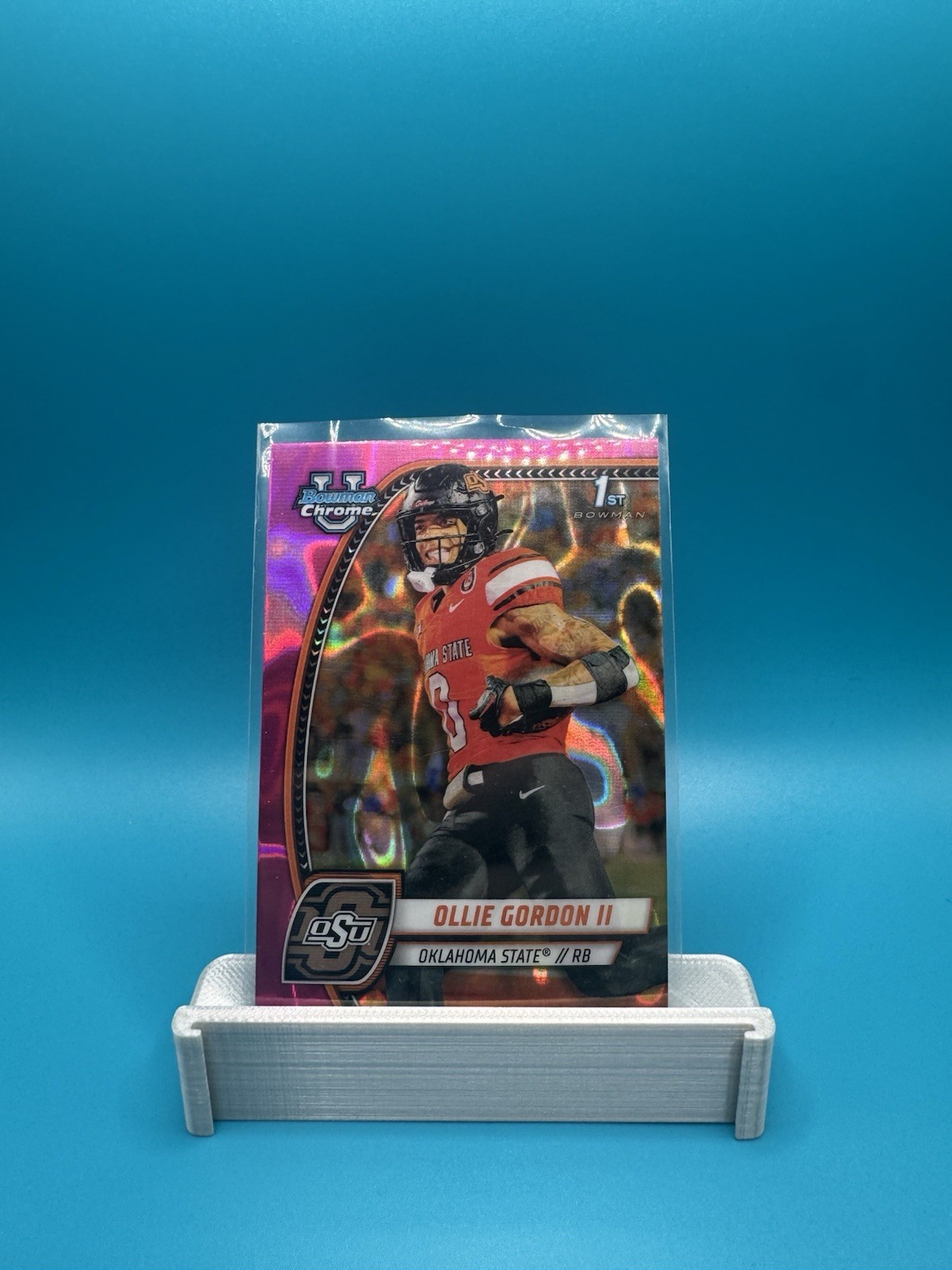 2024 Bowman Chrome U #197 Ollie Gordon Pink Lava 1st Bowman Dolphins