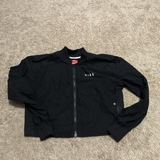 Nike Bomber Womens Small Full Zip Sportswear Gym Athleisure Logo Mesh Black
