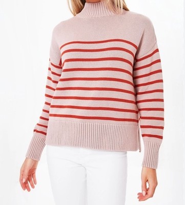 BARBOUR Women s US 8 Shelley Knit Rose Quartz Cotton Sweater Mock Neck Boxy