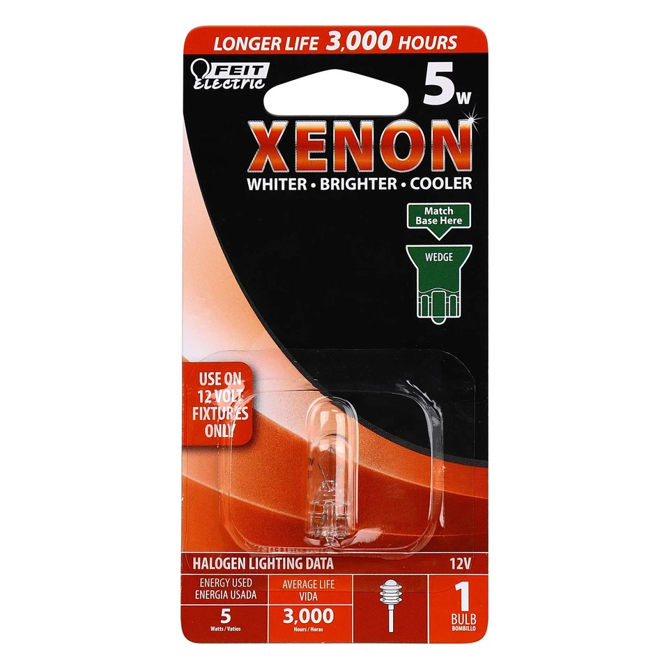Feit Electric BP5XN-12/RP/12 12-Volt 5-Watt T-5 Wedge Base Xenon Light Bulb, - Image 2 of 4