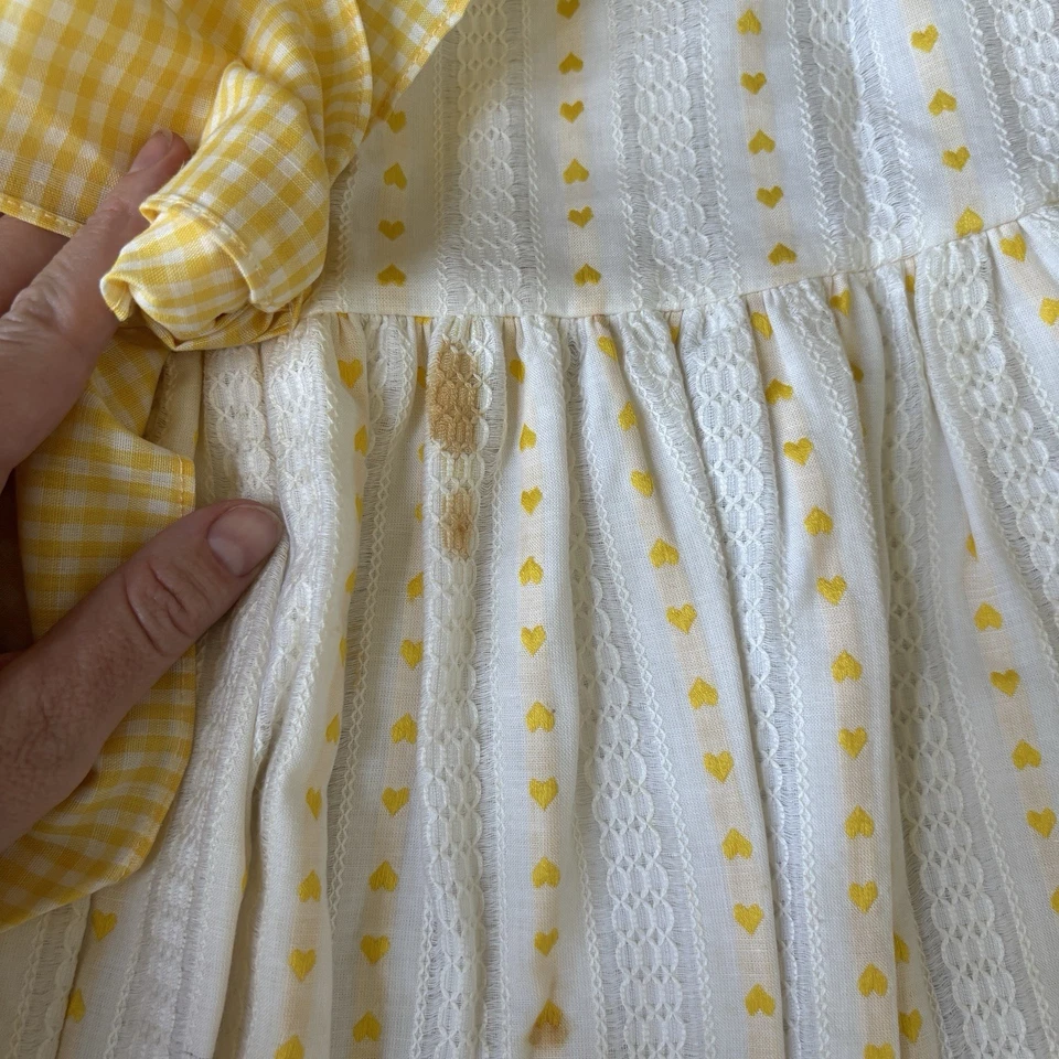 Vintage 50/60s Girls Sleeveless  Maxi Dress, Yellow And White Gingham Size 8 - Image 4 of 4
