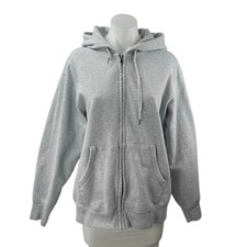 Uniqlo Women's Heather Gray Long Sleeve Hoodie Full Zip Sweatshirt Top Size L