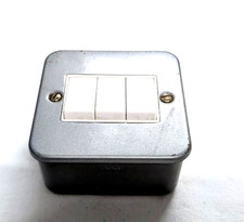 Three Gang Metal Clad Steel UK 2Way Switch with Cable Entry Points 3G
