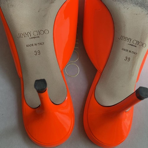 Jimmy Choo RAV65 Neon Orange Color Heel Pumps Mules Sandals Women 39/US9 WithBox - Picture 15 of 24