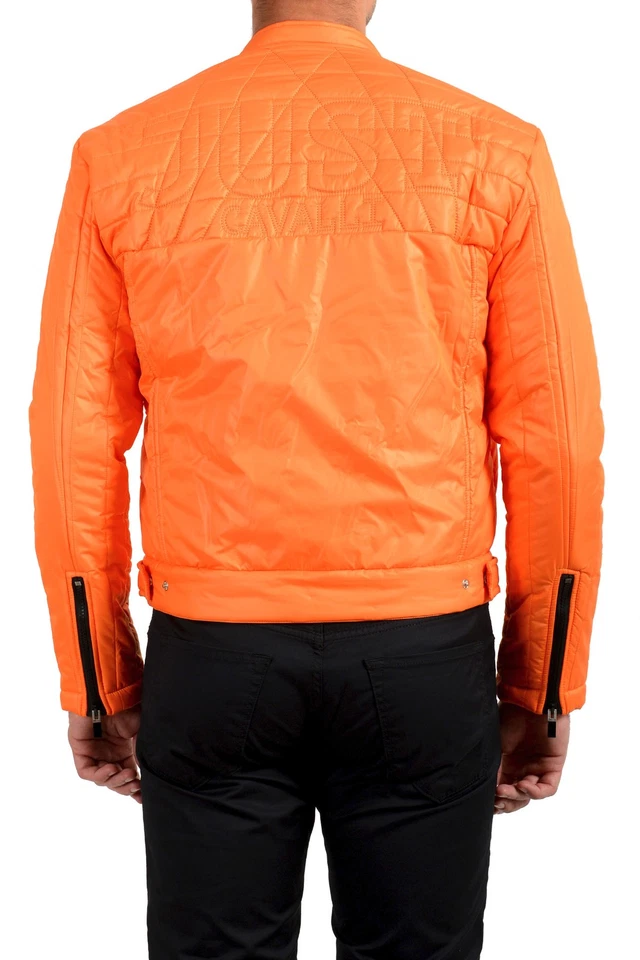 Just Cavalli 男式橙色全拉链绝缘轰炸机夹克 US S IT 48 — 第 3/4 张图片