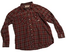 Wrangler Wrancher Plaid Flannel Pearl Snap Shirt Youth XL Adult Medium
